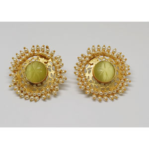 ต่างหูเม็ดเดี่ยวทำจากทองเหลืองชุบทองสำหรับเด็กผู้หญิงและผู้หญิงทันสมัยล่าสุด - Product Image 1