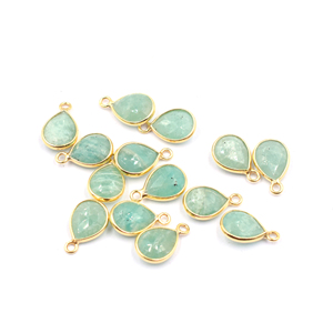 จี้925รูปลูกแพร์ Amazonite ชุบทองทำเครื่องประดับแฮนด์เมด - Product Image 1