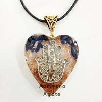Collier Pendentif Orgone Orgonite Cube de Metatron Chakra EMF de Qualité Supérieure pour Guérison Reiki, Fait Main, AAMEENA AGATE