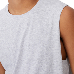 Camiseta sin mangas de color gris cielo, suave, cómoda y de calidad, personalizada por OEM para hombres/niños, 100% algodón/spandex según los requisitos del cliente. - Product Image 4