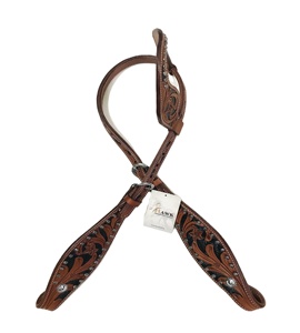 Têtière de cheval occidentale à une oreille, design personnalisé de qualité supérieure, cuir sculpté à la main pour l'équitation - Product Image 4