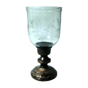 Bougeoir ouragan en verre imprimé à la main en relief - Product Image 1