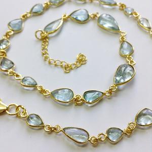 Aigue-marine plaqué or, argent Sterling 925, vêtements quotidiens, 45 + 5 cpc Collier en titane, Long chaîne - Product Image 3