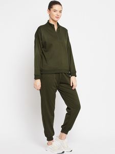 Sudadera con capucha para correr con cuello y cremallera de cuarto de Invierno para mujer, venta al por mayor, chándal de lana gruesa de algodón 340GSM, 2 piezas de talla grande - Product Image 2