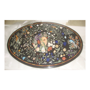 Beautiful Marble Pietra Dura Inlay Design Dining Table Top - Product Image 1