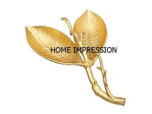 Bol moderne en métal feuille d'or avec branches noires Bol décoratif fait à la main Bol de service aux fruits secs avec dattes Plateaux Prix de gros - Product Image 4