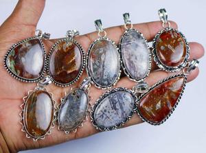 จี้อัญมณีอาเกตแบบแท่งสไตล์ตุรกีจี้ดีไซน์จากธรรมชาติชุบเงิน - Product Image 4