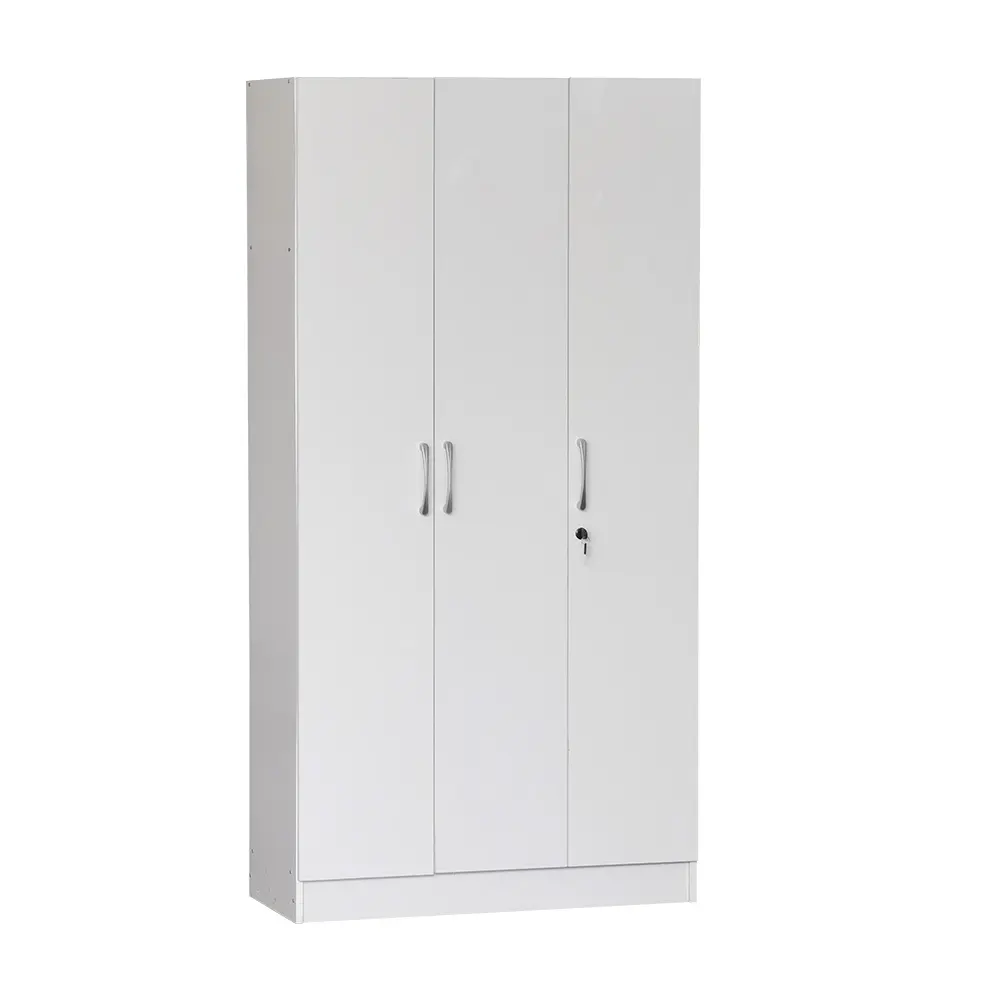 Deposito camera da letto mobili armadio armadio vestiti di stoffa bianco moderno in legno bianco 3 ante armadio regolabile colore bordo