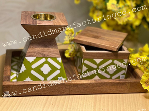 Caja de Mubkhar con incrustaciones de nácar a precio barato especial Eid con juego de bandejas Quemador Bakhoor Madkhan/Bandeja para servir - Product Image 2