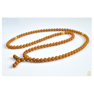 ลูกปัดอธิษฐาน108สีเหลืองคอนญักสีเหลืองบอลติกลูกปัดสำหรับผู้นับถือศาสนาพุทธ - Product Image 1