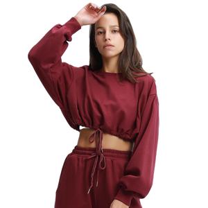 New Trend Solid Sport <b>Crop</b> <b>Top</b> Casual Loose Activewear Drawstring Plus Size Eco-Friendly Breathable Elastic Stretchy Stock - Product Image 1