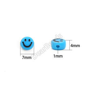 Venta al por mayor 4x7mm 3600 Uds colorido opaco claro plano redondo 4mm 7mm sonrisa cara sonriente cuentas acrílicas para la fabricación de joyas DIY - Product Image 2