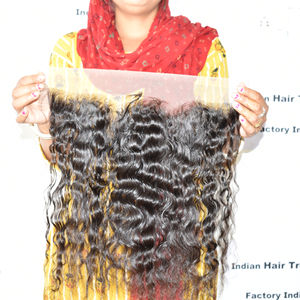 Extensions de cheveux humains cambodgiens de qualité supérieure, bruts, non traités, provenant d'un seul donneur, double trame, bouclés, 13*4 frontal, cuticules alignées - Product Image 3