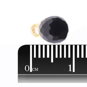 <b>Black</b> <b>Onyx</b> Round Shape Gold Plated Pendant With Bail For Jewellery Making - Product Image 2