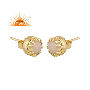 Best Selling 925 Sterling Silver 18K Gold Plated Natural Ethiopian <b>Opal</b> Gemstone Stud <b>Earring</b> Jewelry Manufacturer - Product Image 1