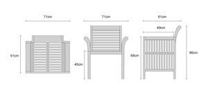 Silla de Jardín y Comedor de Madera de Teca Sólida de Estilo Escandinavo Moderno con Patas Cónicas Resistentes para Uso en Parques - Product Image 3
