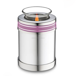 Green Band Art Deco Small Cremation Urn for Ashes Child Funeral Memorial Tealight Candle Urn Pet or Human Ashes Tea Light Urn - Product Image 5