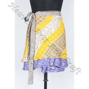 Mini <b>Skirts</b> Bohemian Silk Sari Mini <b>Skirt</b> Magic Wrap Mini <b>Skirt</b> Indian Vintage Gypsy Hippie <b>Boho</b> Indian Retro Silk Casual Magic - Product Image 6