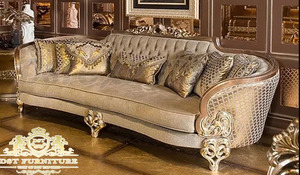 Muebles de Salón de Estilo Francés con Acabado Metálico, Muebles de Salón Clásicos Reales Franceses, Juego de Sofás Europeos Tallados a Mano - Product Image 2
