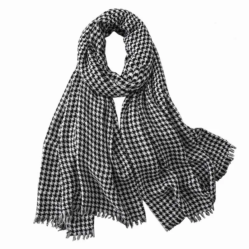 도매 2020 새로운 디자인 이탈리아 캐시미어 스카프 클래식 작은 블랙 houndstooth 패턴 짠 여성 pashmina 스카프 캐시미어