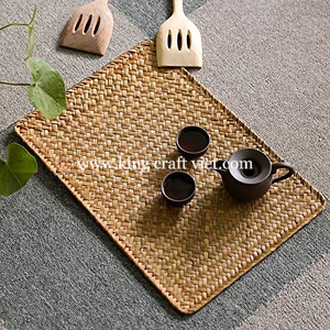 Rustic <b>Woven</b> Rectangle Seagrass Placemats for Dining Table, Natural Placemat Handmade <b>Coaster</b> Charger Plate Handcraft Table Mat - Product Image 3