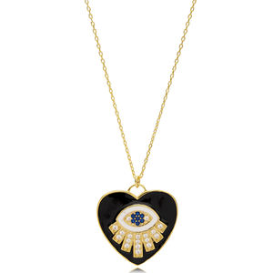 Colgante de esmalte con diseño único de ojo y negro, joyería de plata de ley 925 hecha a mano turca, venta al por mayor - Product Image 1