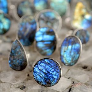 Natural anillos de boda para hombres y mujeres anillo de plata 925 pendientes de plata druzy de superposición de venta al por mayor chapado anillo de joyería vintage - Product Image 3