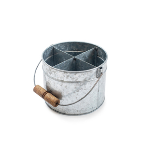 Galvanized Silver Bucket Flatware <b>Caddy</b> Silverware <b>Caddy</b> - Product Image 1