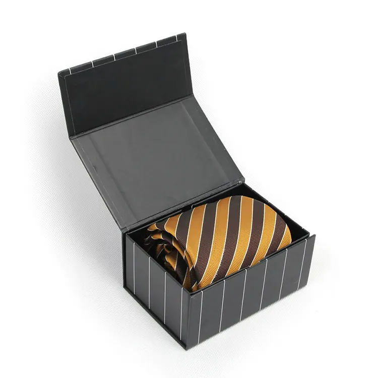 Kotak Dasi Pria Dasi Poliester Siap Gaya Mode Set Dasi Leher Sapu Tangan Dasi Set Kotak Kemasan Dasi Lipat Bergaris