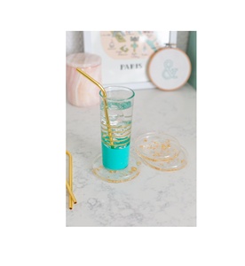 Posavasos de resina epoxi de alta calidad y pieza de diseño y color blanco y dorado con revestimiento de vidrio para bebidas diarias y producto de gran oferta - Product Image 3