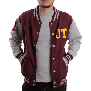 Chaqueta de lana personalizada para hombre, cuerpo con parte trasera y frontal bordada, color marrón, HIVJ25, venta al por mayor - Product Image 1