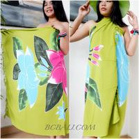 Sarung Bali Batik Rayon Lukisan Tangan Motif Bunga Desain Tropis Pakaian Pantai Kualitas Terbaik Pareo Harga Grosir
