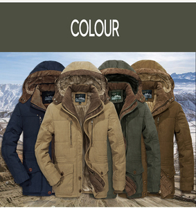 Cortavientos grueso de talla grande para hombre, chaqueta cálida de lana, larga, para invierno - Product Image 6