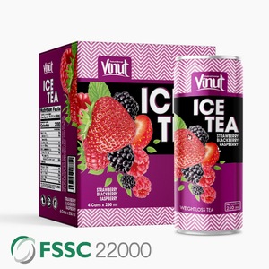 Lata de bebidas carbonatadas de 250ml (enlatada), té helado, fresa, mora, jugo de frambuesa, diseño moderno, Etiqueta Privada, venta a granel - Product Image 1