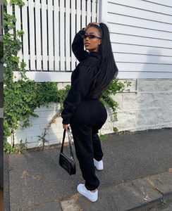 Survêtement deux pièces en Polyester personnalisé pour femme, ensemble décontracté de Jogging d'hiver et d'automne, survêtement ajusté de grande taille pour femme - Product Image 6