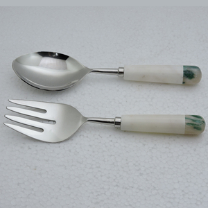 Poignée ronde en pierre de marbre en résine et acier inoxydable Serveur à salade accessoires de cuisine gadgets de cuisine - Product Image 6