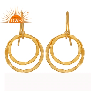 Pendientes de diseño redondo hechos a mano, joyería, venta al por mayor, chapado en oro amarillo, Plata de Ley 925 lisa, proveedor de joyería - Product Image 1