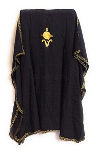 ขายส่งแบรนด์สีดำเรยอนKaftanกับโกลเด้นเย็บปักถักร้อยทำงานอิสลามเสื้อผ้า - Product Image 2