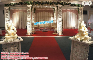 Mandap de Boda Redondo Moderno de Diseño con Madera Tratada y Características Ligeras, Arreglo Tradicional Hindú Tallado, Australia - Product Image 2