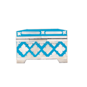 Incrustación de hueso decorativa, caja Rectangular hecha a mano, de diamantes con incrustaciones de hueso a precio asequible - Product Image 3