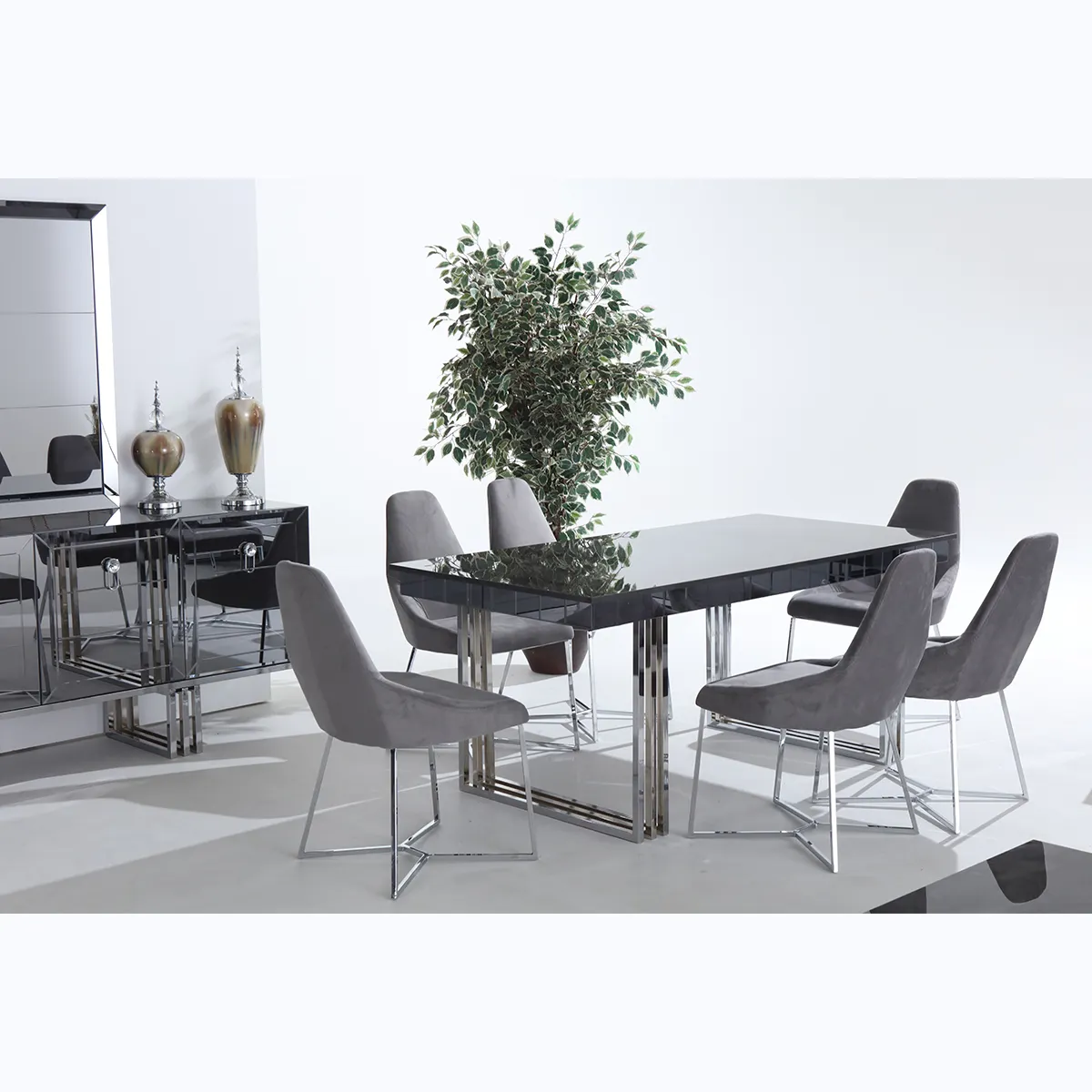 Cam genişletilebilir yemek masaları promosyon yemek odası takımı 4 sandalye en çok satan cam masa sandalye seti