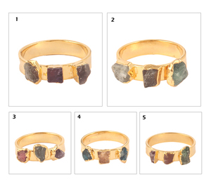 แหวนเพชร Labradorite Garnet & Herkimer,แหวนเพชรแร่ธรรมชาติแบบเรียบหรูดูดีแหวนพลอยหยาบสำหรับผู้หญิง - Product Image 3