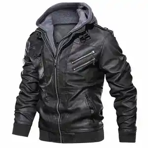 Wholesale Cheap Price Leather Jacket Biker Leather Jacket Leather Men Jacket 52%POLYESTER + 48%PU Shell for Winter Custom Sizes