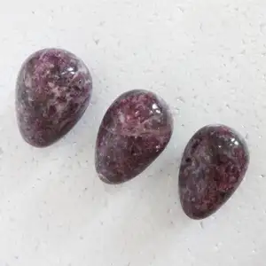 Pedra Natural Lepidolite Ovos Yoni Cura Ovos Ovos de Cura de Cristal de Pedras Preciosas Atacado