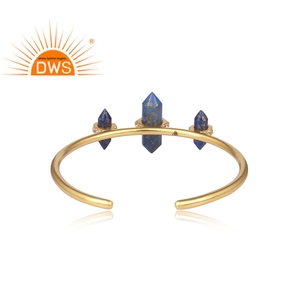 Recién llegado, brazalete de lapislázuli, joyería de piedras preciosas naturales, Latón chapado en oro, brazalete clásico de diseñador de marca DWS para mujer - Product Image 3
