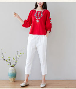 Tunique Vintage brodée à fleurs, robes Boho et Chic, tenues Boho, manches longues, brodées à fleurs, été, collection 2020 - Product Image 2