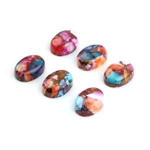 Cabochon à dos plat de haute qualité, 12x16mm, pour décoration de maison, Orange, violet, cuivre, Turquoise, forme ovale, lisse, pierre précieuse - Product Image 1