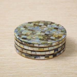 High Quality Mother of Pearl Round coaster With Set of 4 Coasters and Glass <b>Cups</b> <b>Mats</b> & Pads and Natural Color - Product Image 5