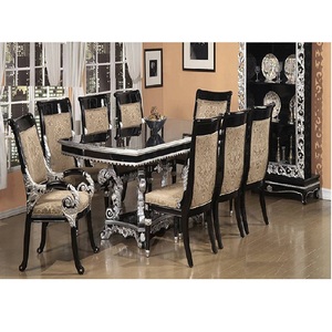 Antique <b>High</b> <b>Gloss</b> Black Finish Dining Set Black Finish Dining Table Set Classic Dining Set for Home Indian home <b>furniture</b> set - Product Image 1