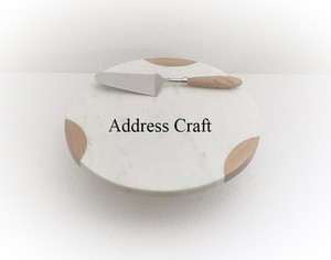 Recién llegado, soporte de pastel de mármol, borde de madera portátil redondo con herramienta de servidor de pastel de acero inoxidable, soporte decorativo para pastel y juego de herramientas - Product Image 1